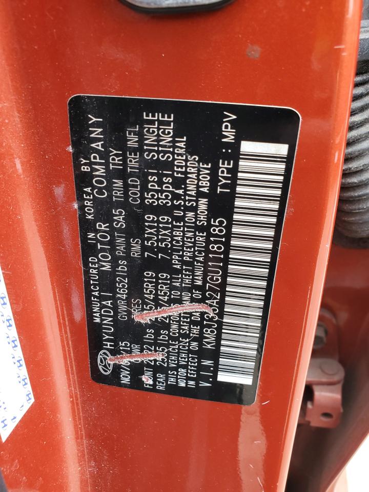 2016 Hyundai Tucson Limited VIN: KM8J33A27GU118185 Lot: 64088804