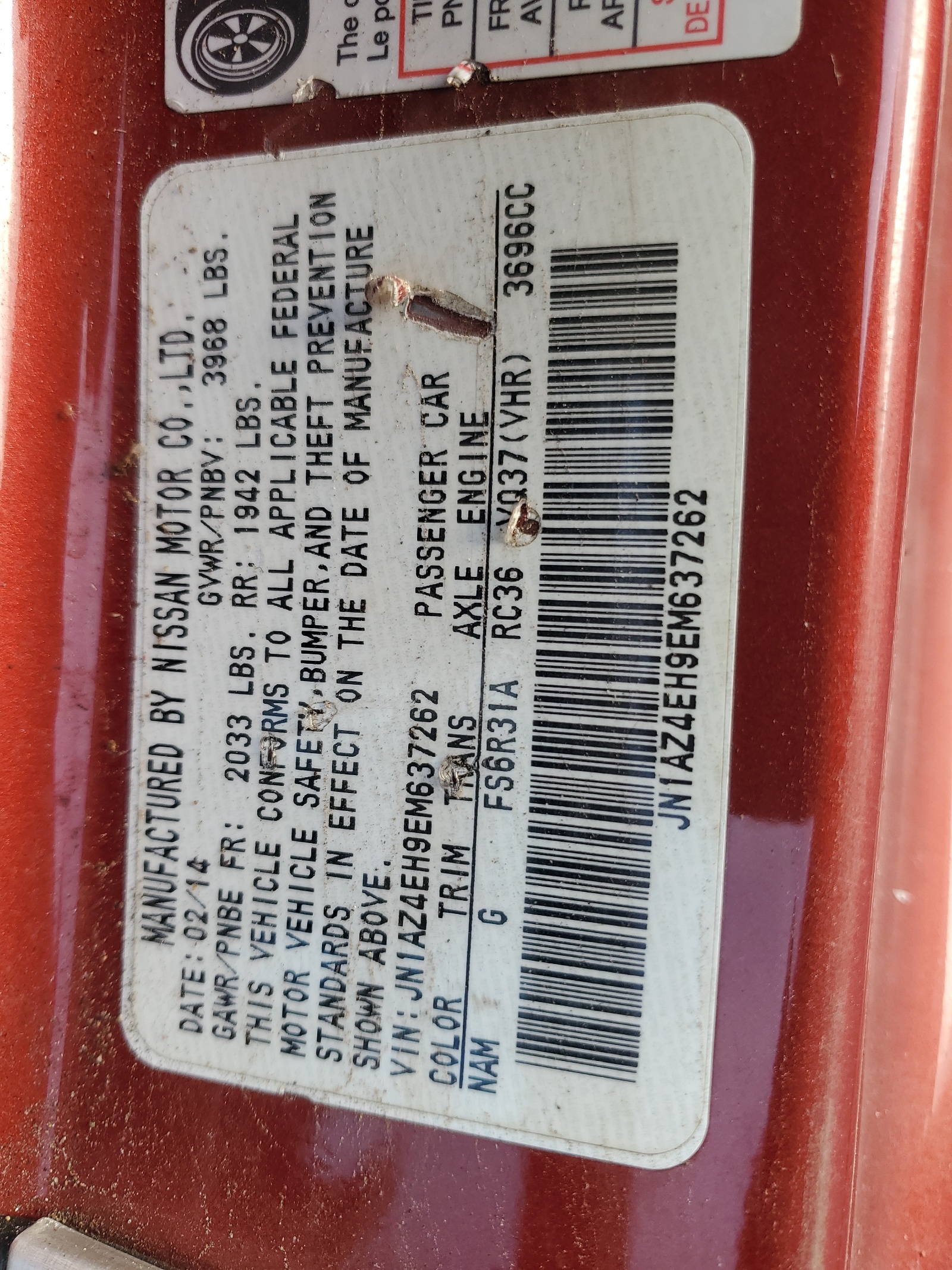 JN1AZ4EH9EM637262 2014 Nissan 370Z Base