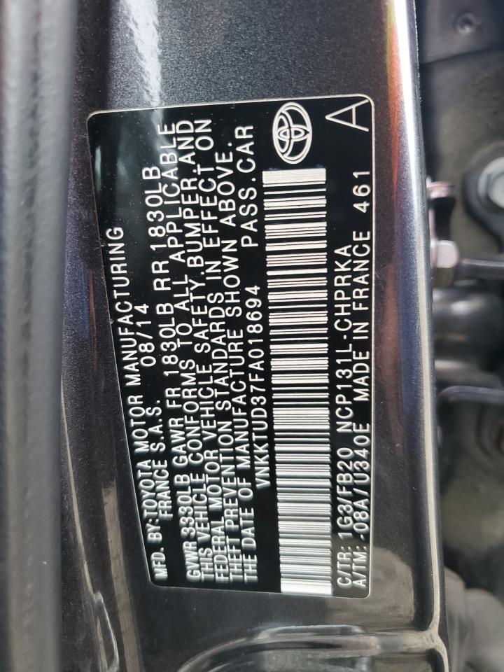 VNKKTUD37FA018694 2015 Toyota Yaris