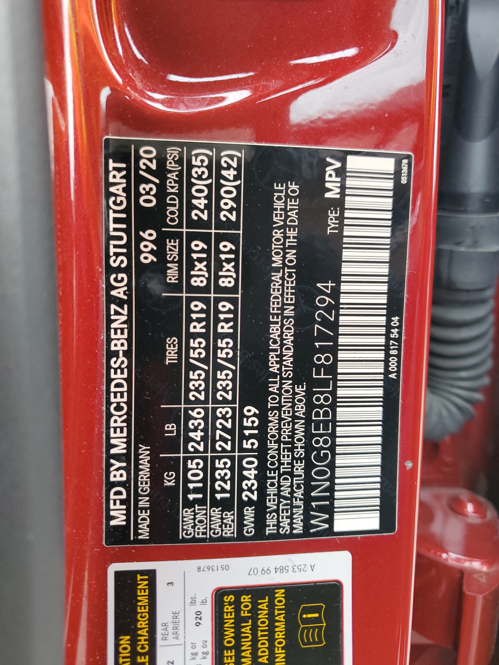 W1N0G8EB8LF817294 2020 Mercedes-Benz Glc 300 4Matic