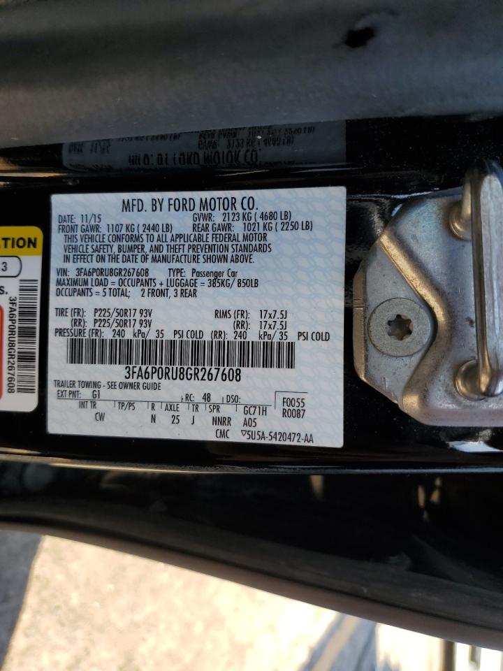 2016 Ford Fusion Titanium Hev VIN: 3FA6P0RU8GR267608 Lot: 61243654