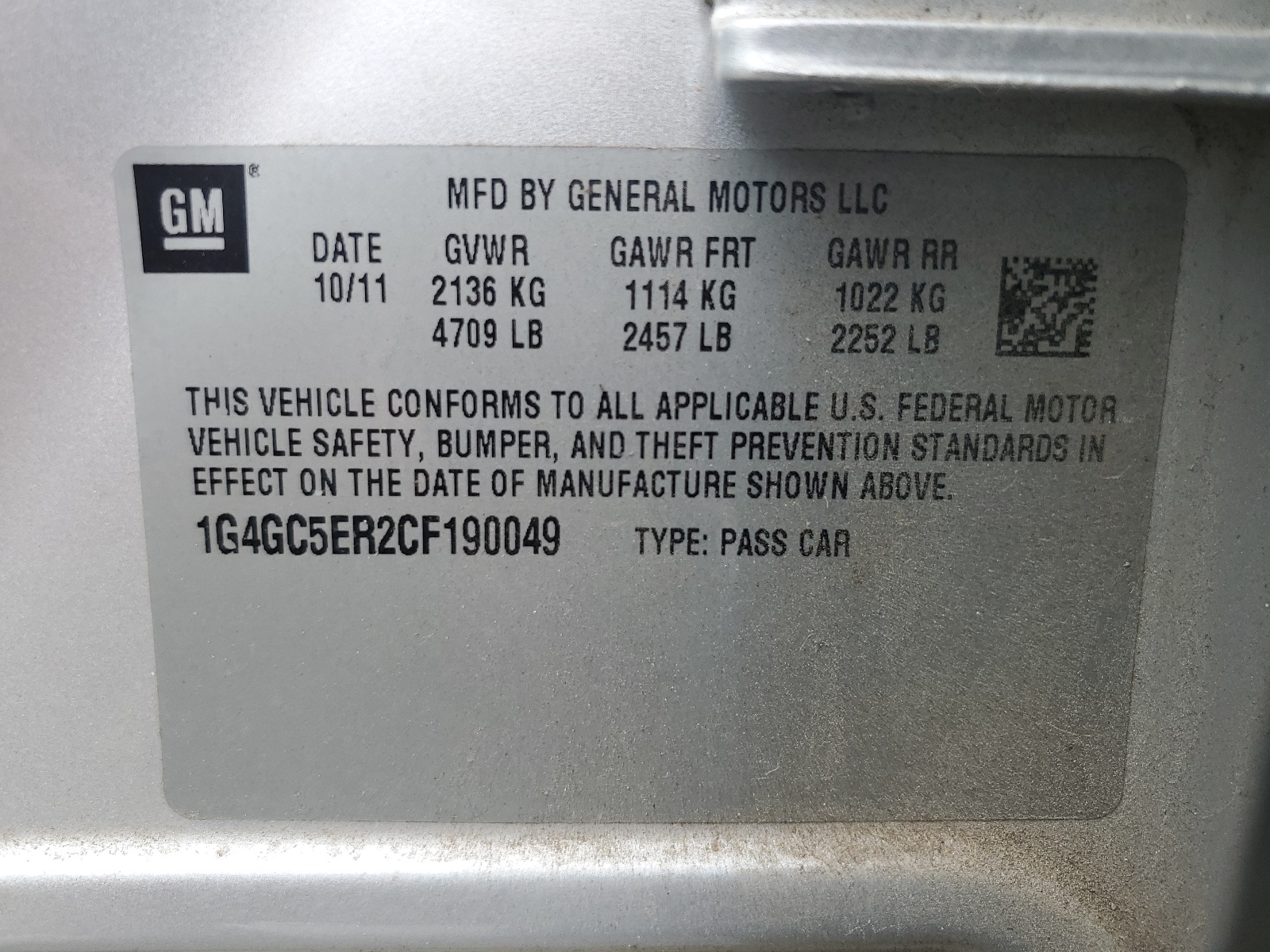 1G4GC5ER2CF190049 2012 Buick Lacrosse