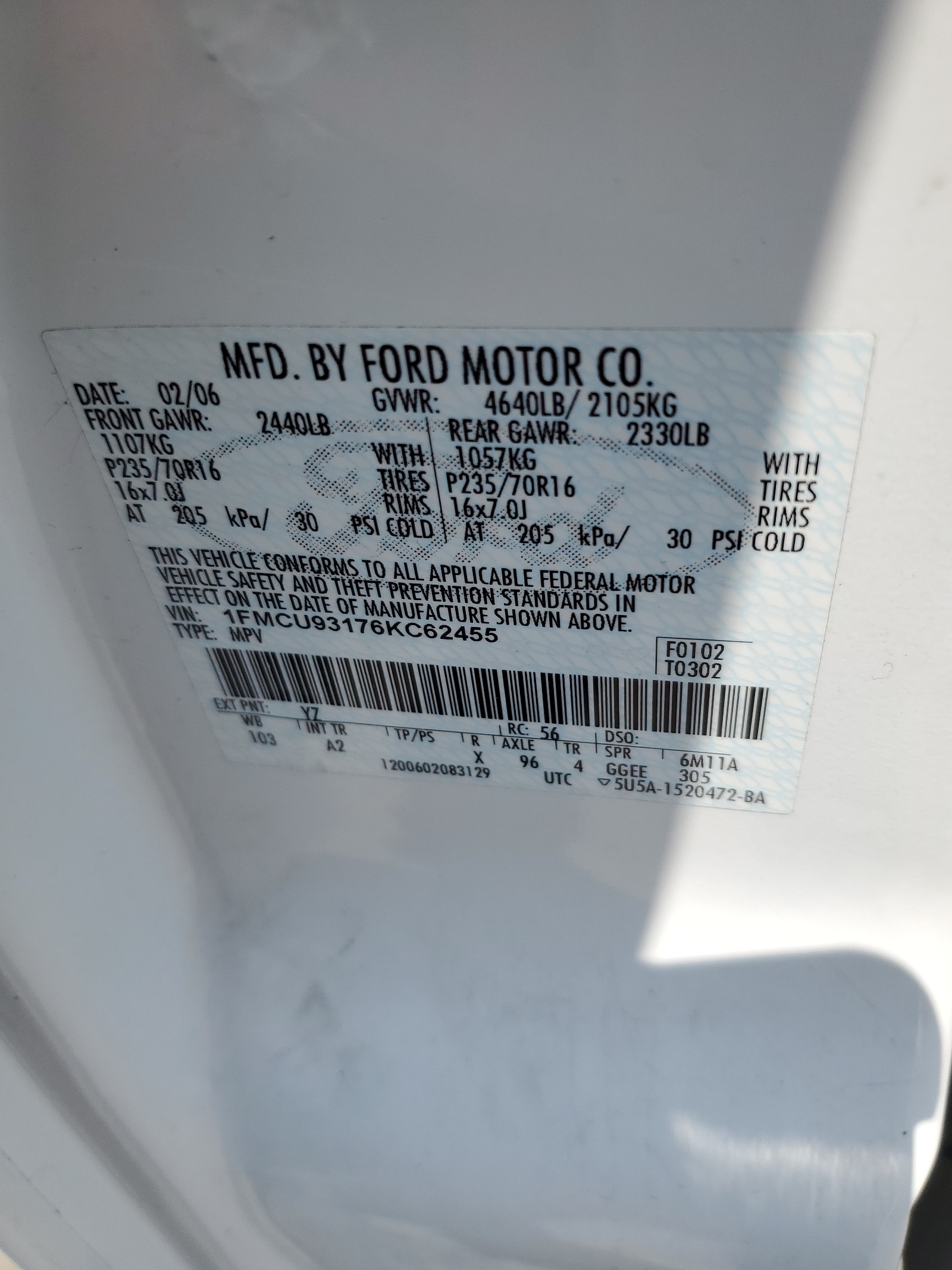 1FMCU93176KC62455 2006 Ford Escape Xlt