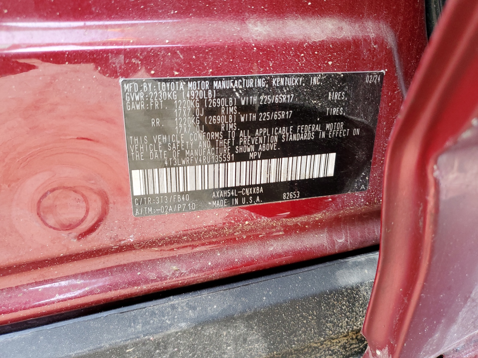 4T3LWRFV4RU135591 2024 Toyota Rav4 Le