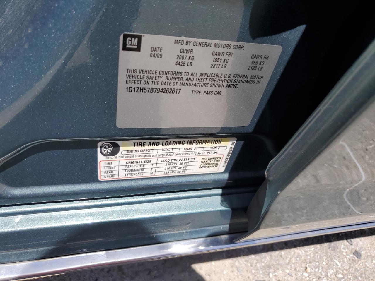 2009 Chevrolet Malibu 1Lt VIN: 1G1ZH57B794262617 Lot: 61549124