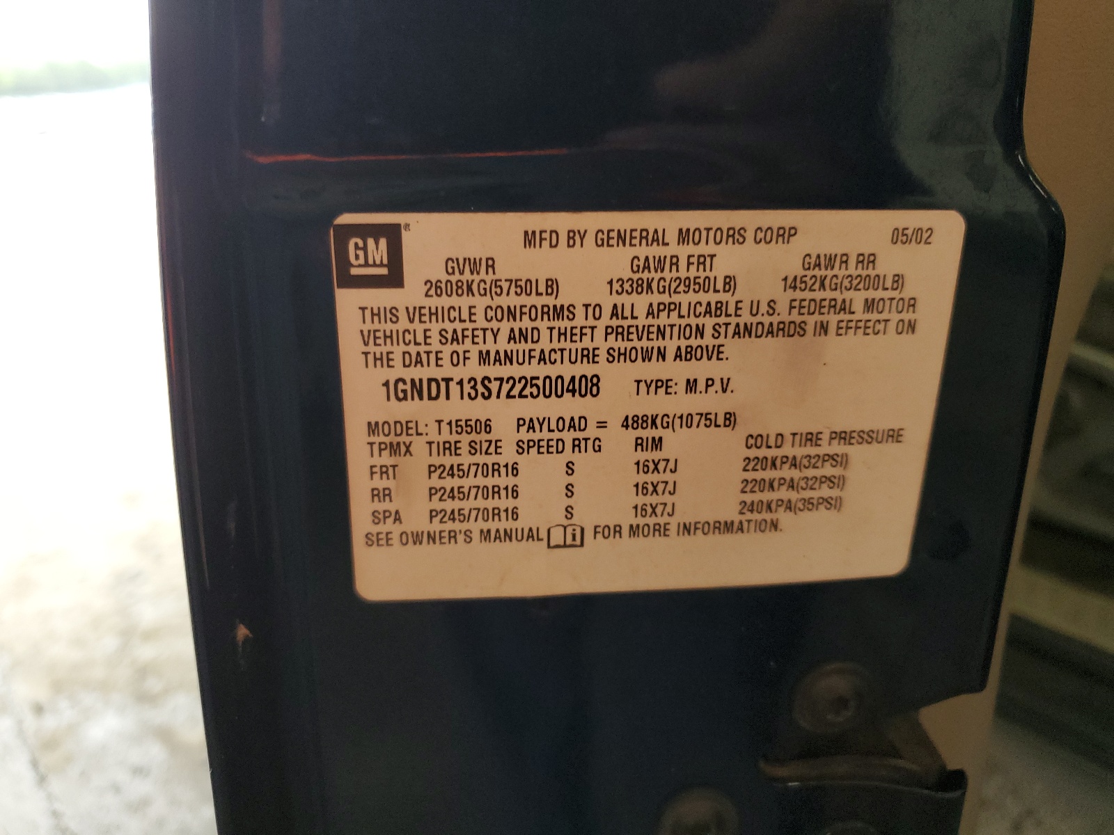 1GNDT13S722500408 2002 Chevrolet Trailblazer