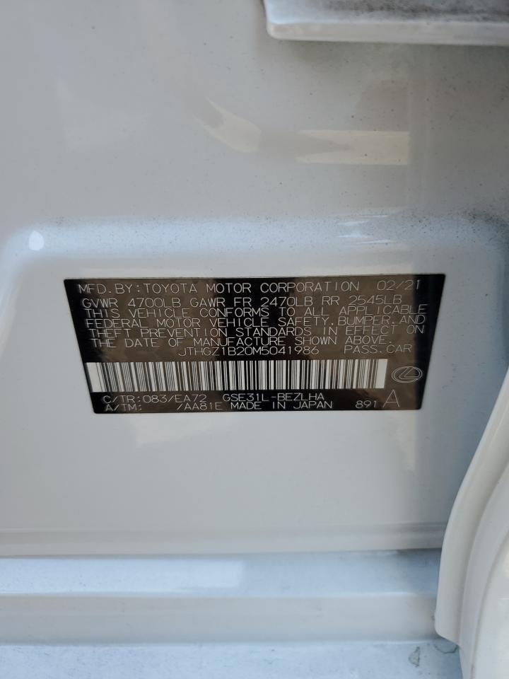 2021 Lexus Is 350 F-Sport VIN: JTHGZ1B20M5041986 Lot: 64109484