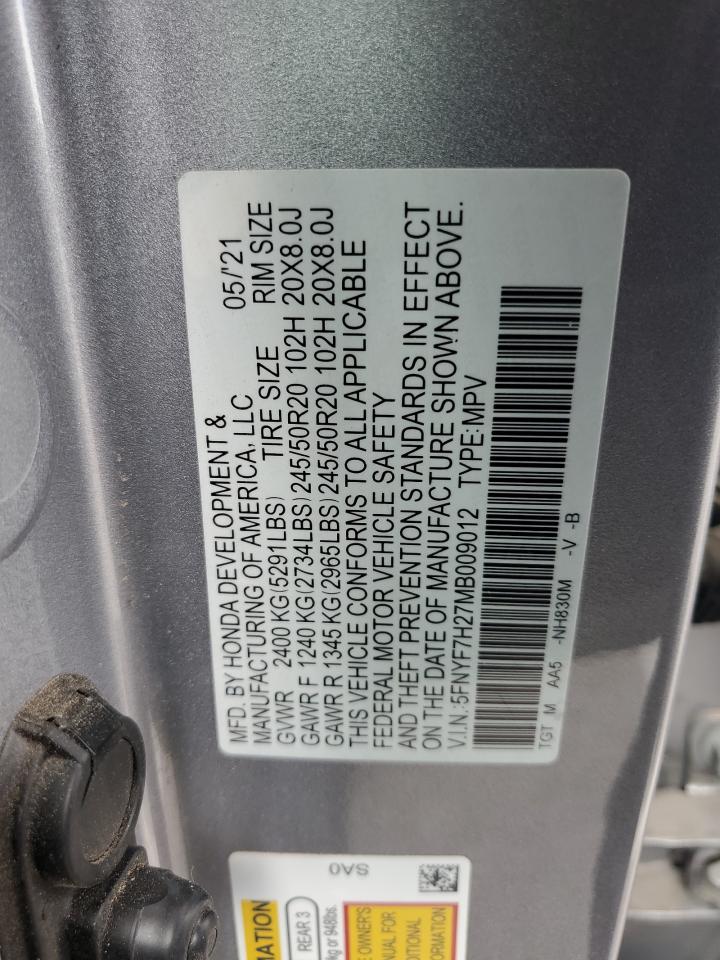 2021 Honda Passport Sport VIN: 5FNYF7H27MB009012 Lot: 63142384