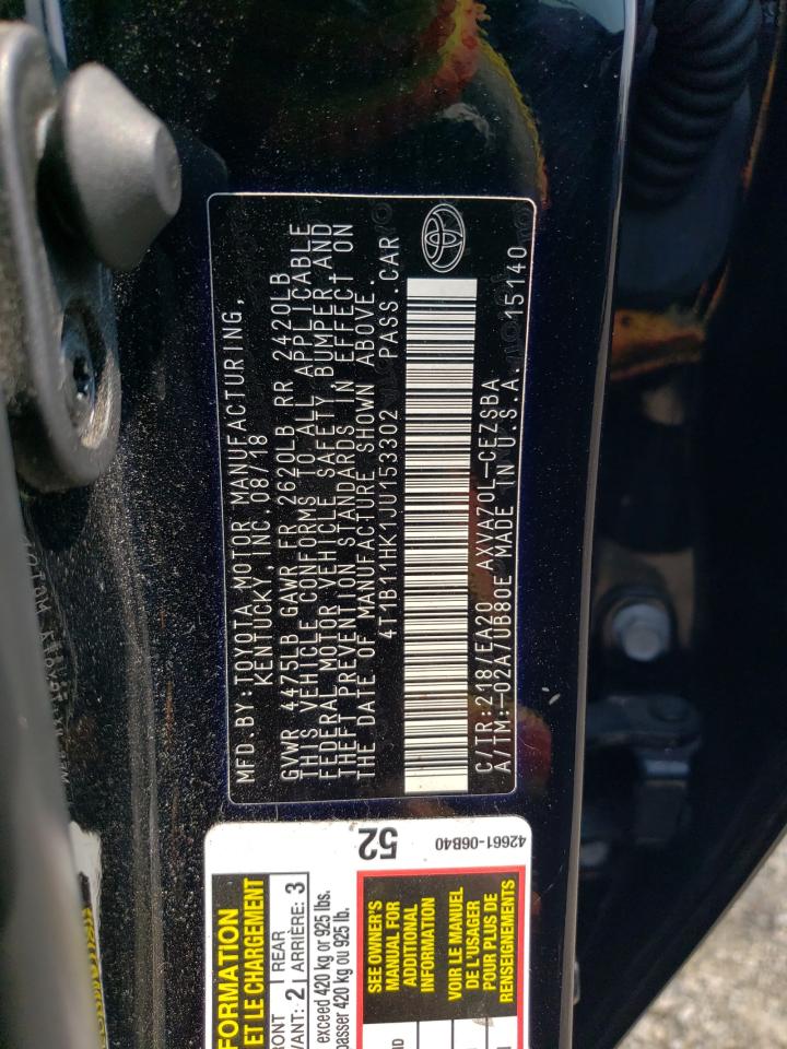 4T1B11HK1JU153302 2018 TOYOTA CAMRY - Image 12