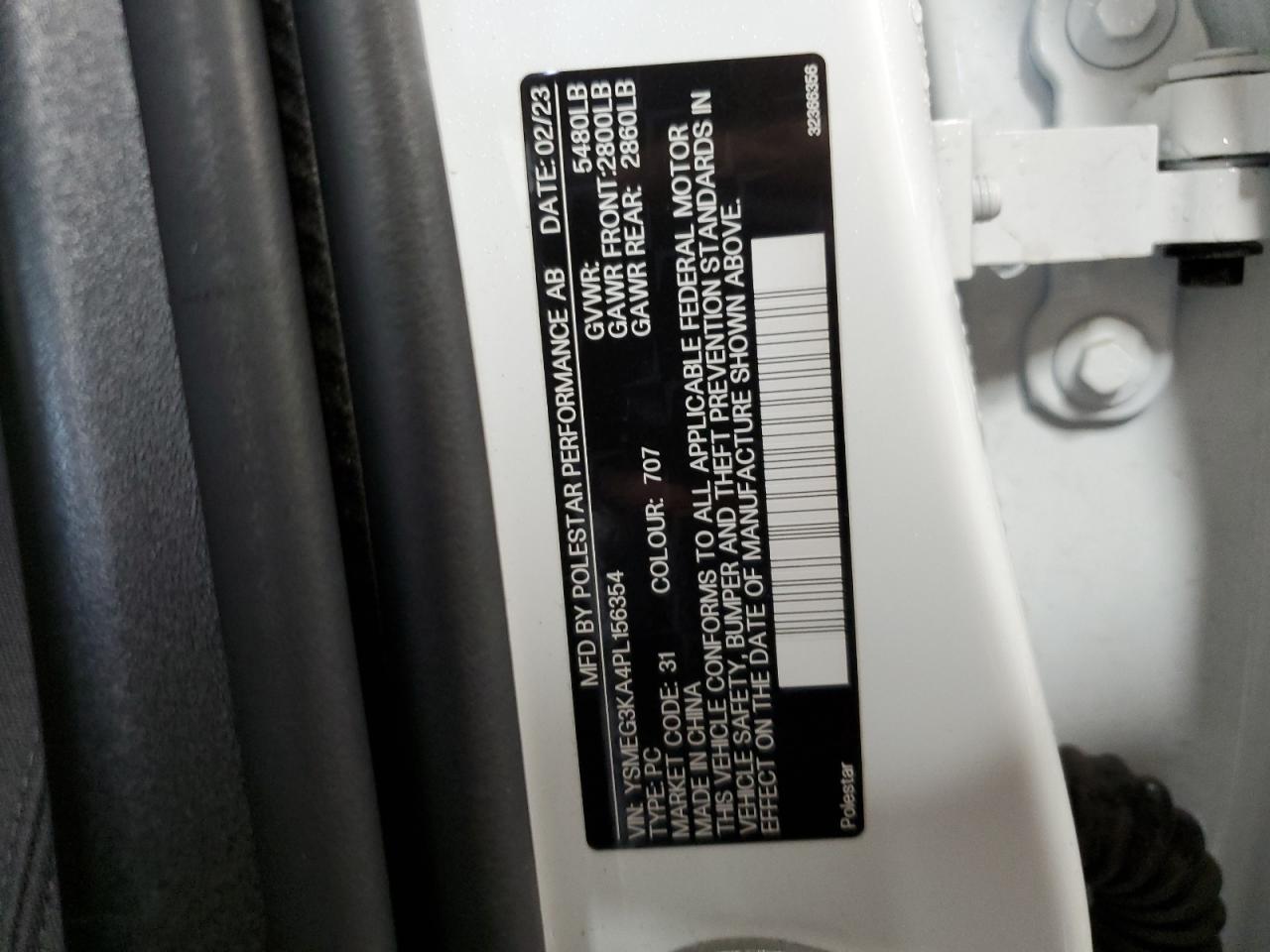 2023 Polestar 2 VIN: YSMEG3KA4PL156354 Lot: 64300624