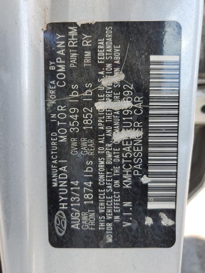 2014 Hyundai Accent Gls VIN: KMHCT5AE9EU193692 Lot: 62298084