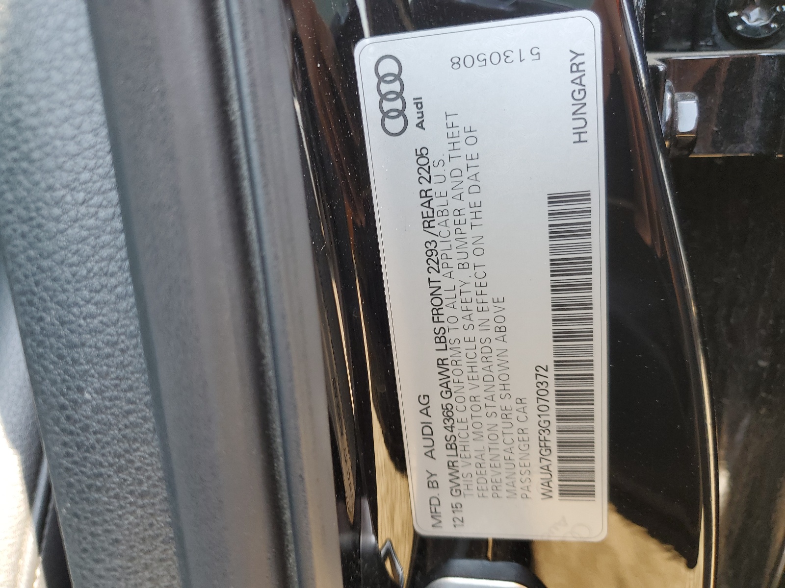 WAUA7GFF3G1070372 2016 Audi A3 Premium