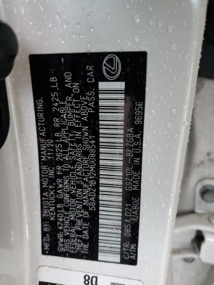 2021 Lexus Es 350 Base VIN: 58ADZ1B12MU088541 Lot: 61908204