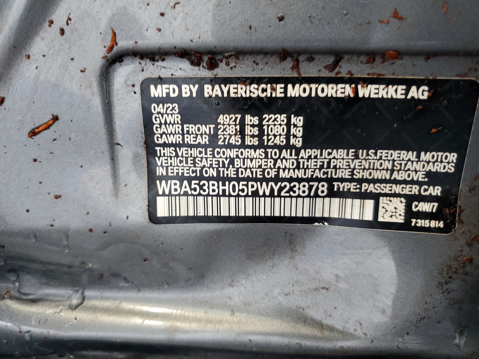 WBA53BH05PWY23878 2023 BMW 530 I