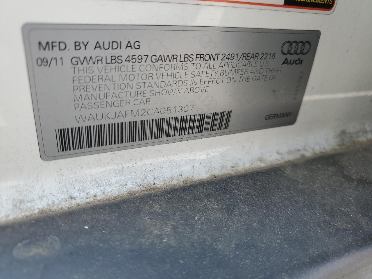 2012 Audi A3 Premium Plus VIN: WAUKJAFM2CA051307 Lot: 63549234