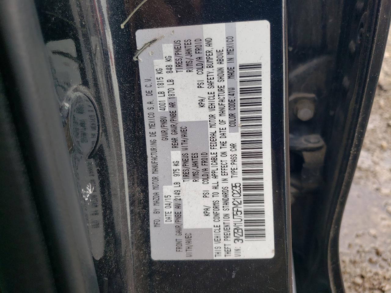 2015 Mazda 3 Sport VIN: 3MZBM1U75FM210235 Lot: 61866294