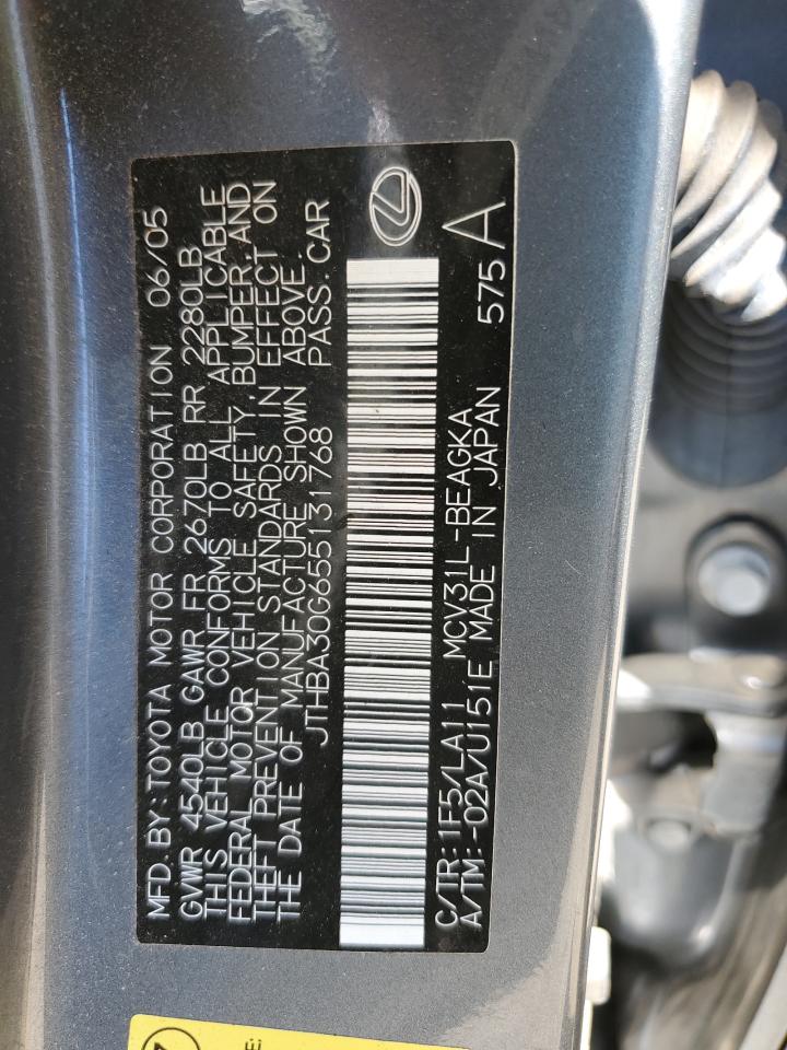 2005 Lexus Es 330 VIN: JTHBA30G655131768 Lot: 63028494