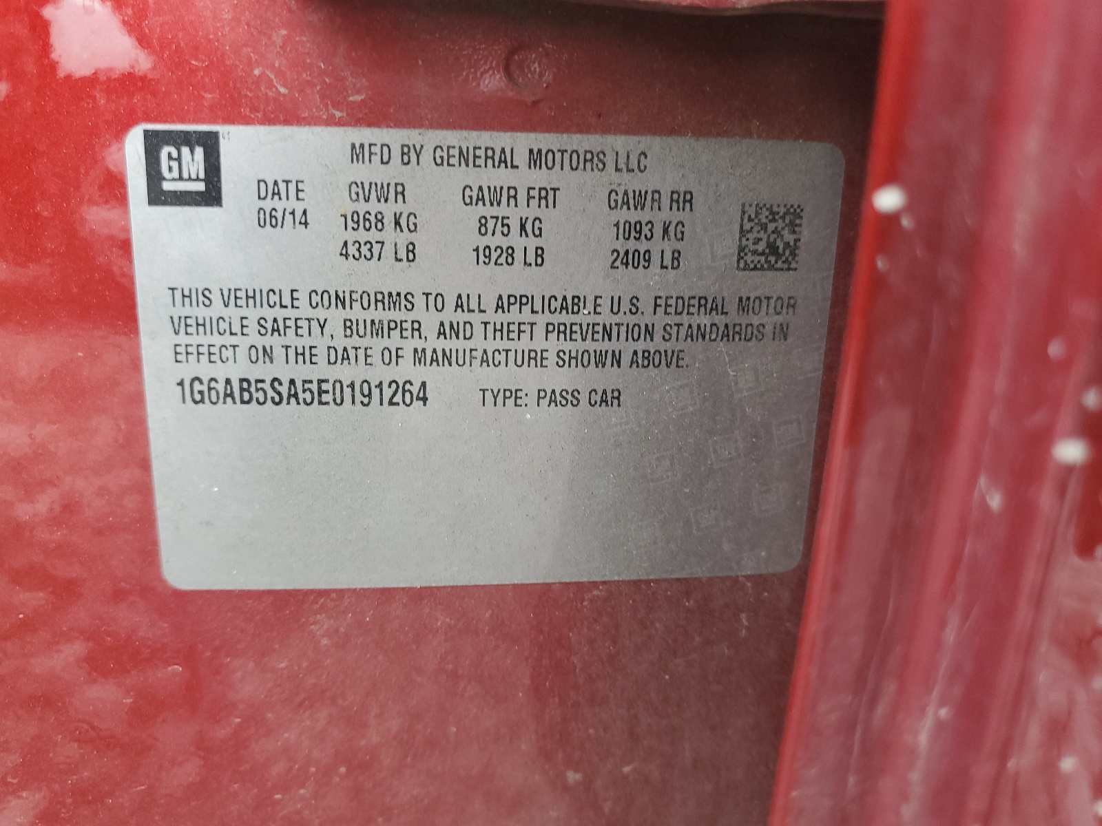 1G6AB5SA5E0191264 2014 Cadillac Ats Luxury