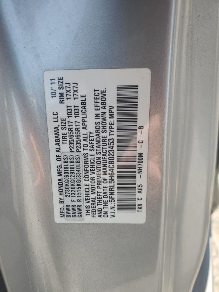 2012 Honda Odyssey Exl VIN: 5FNRL5H64CB023453 Lot: 63005744