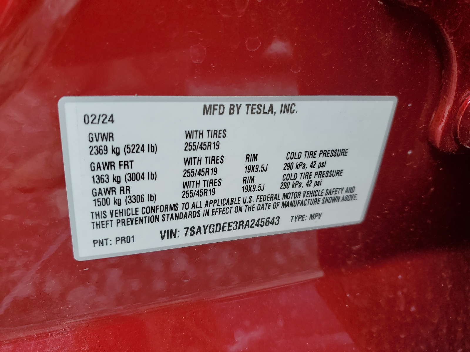 7SAYGDEE3RA245643 2024 Tesla Model Y