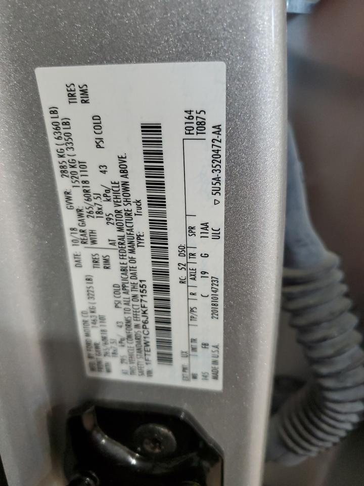 2018 Ford F150 Supercrew VIN: 1FTEW1CP6JKF71551 Lot: 63360764