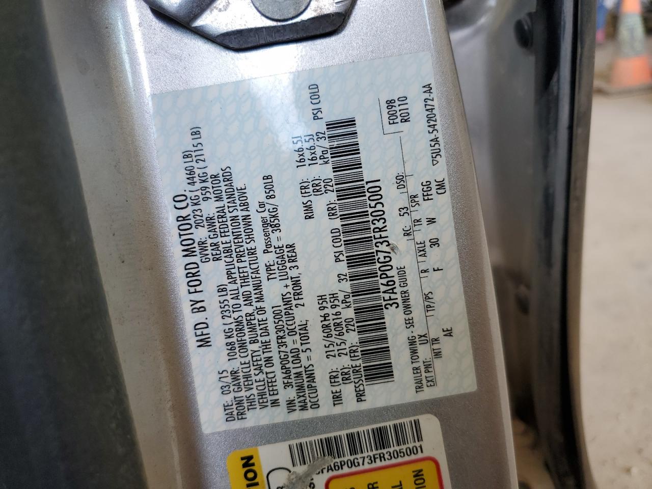 3FA6P0G73FR305001 2015 Ford Fusion S