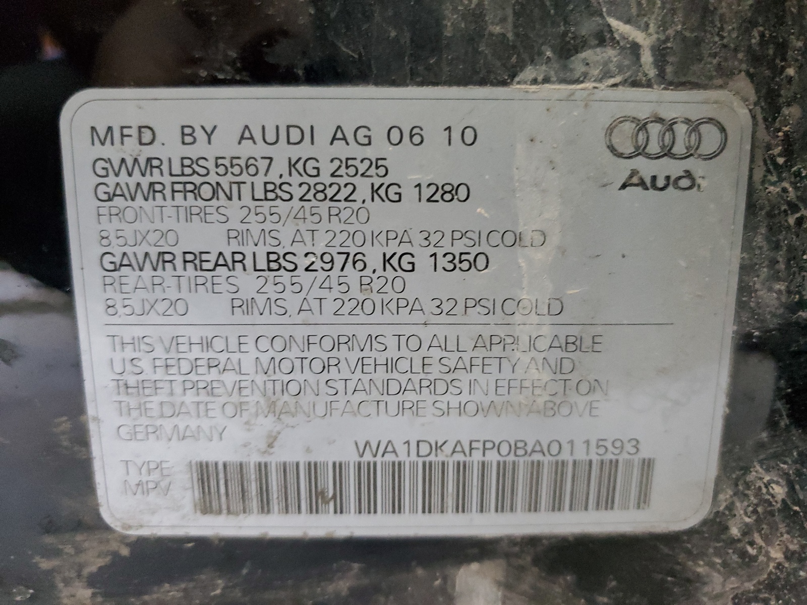 WA1DKAFP0BA011593 2011 Audi Q5 Premium Plus