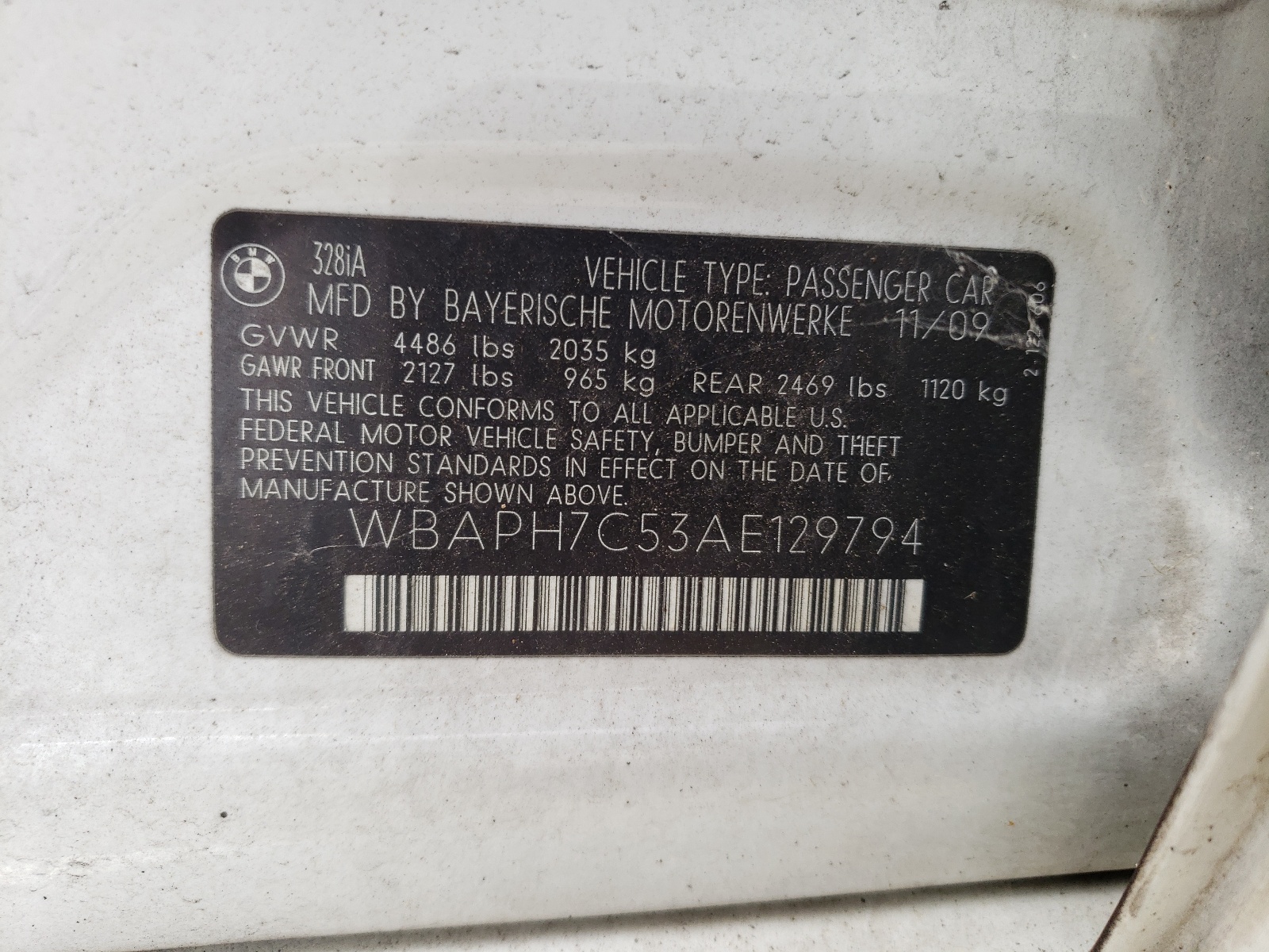 WBAPH7C53AE129794 2010 BMW 328 I