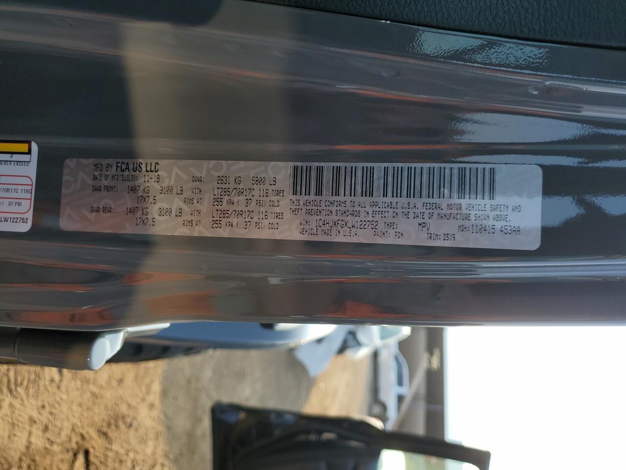 1C4HJXFGXLW122752 2020 Jeep Wrangler Unlimited Rubicon