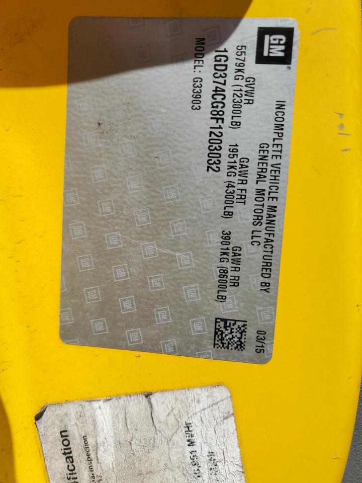 2015 GMC Savana Cutaway G3500 VIN: 1GD374CG8F1203032 Lot: 62699494