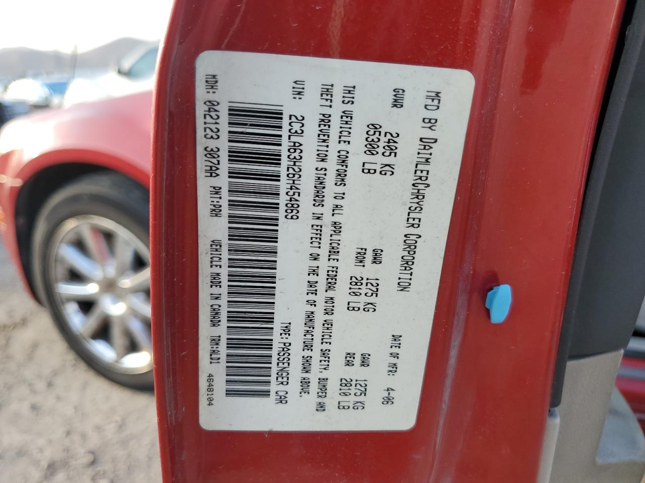 2006 Chrysler 300C VIN: 2C3LA63H26H454869 Lot: 65070854