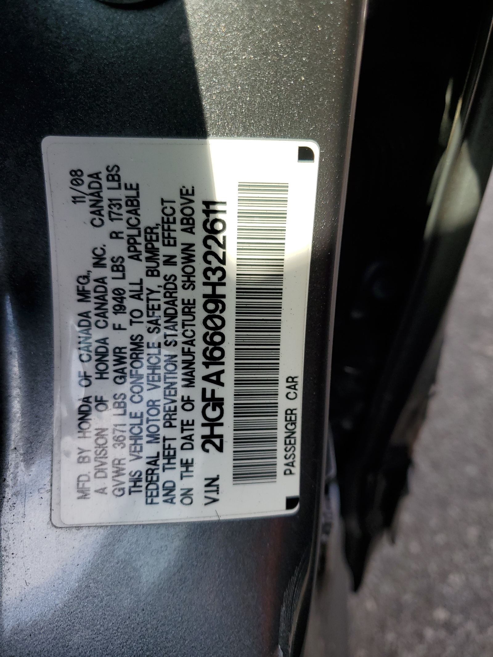 2HGFA16609H322611 2009 Honda Civic Lx-S