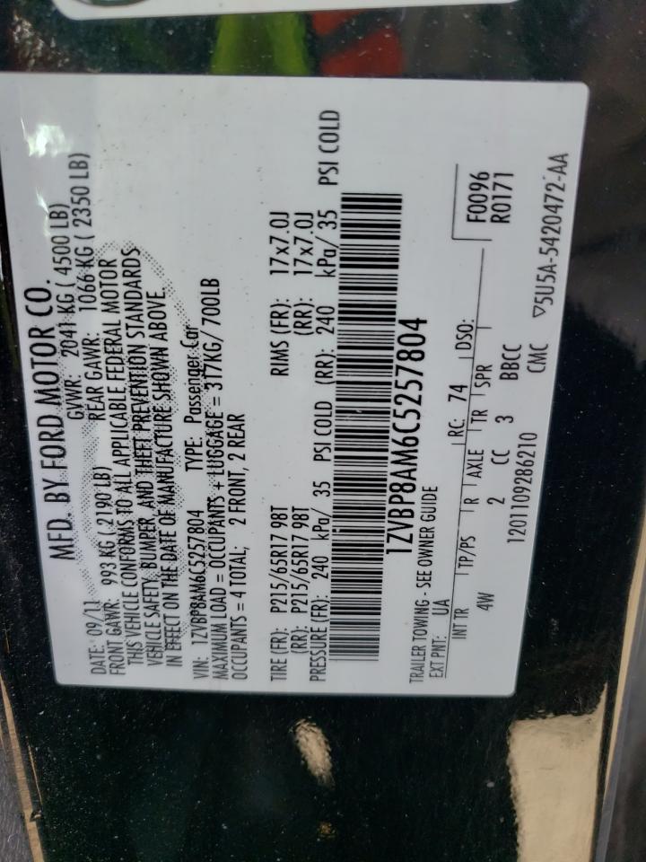 2012 Ford Mustang VIN: 1ZVBP8AM6C5257804 Lot: 61334394