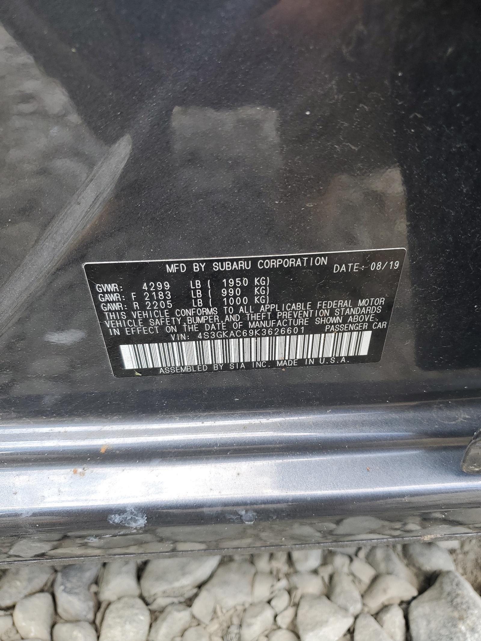 4S3GKAC69K3626601 2019 Subaru Impreza Premium