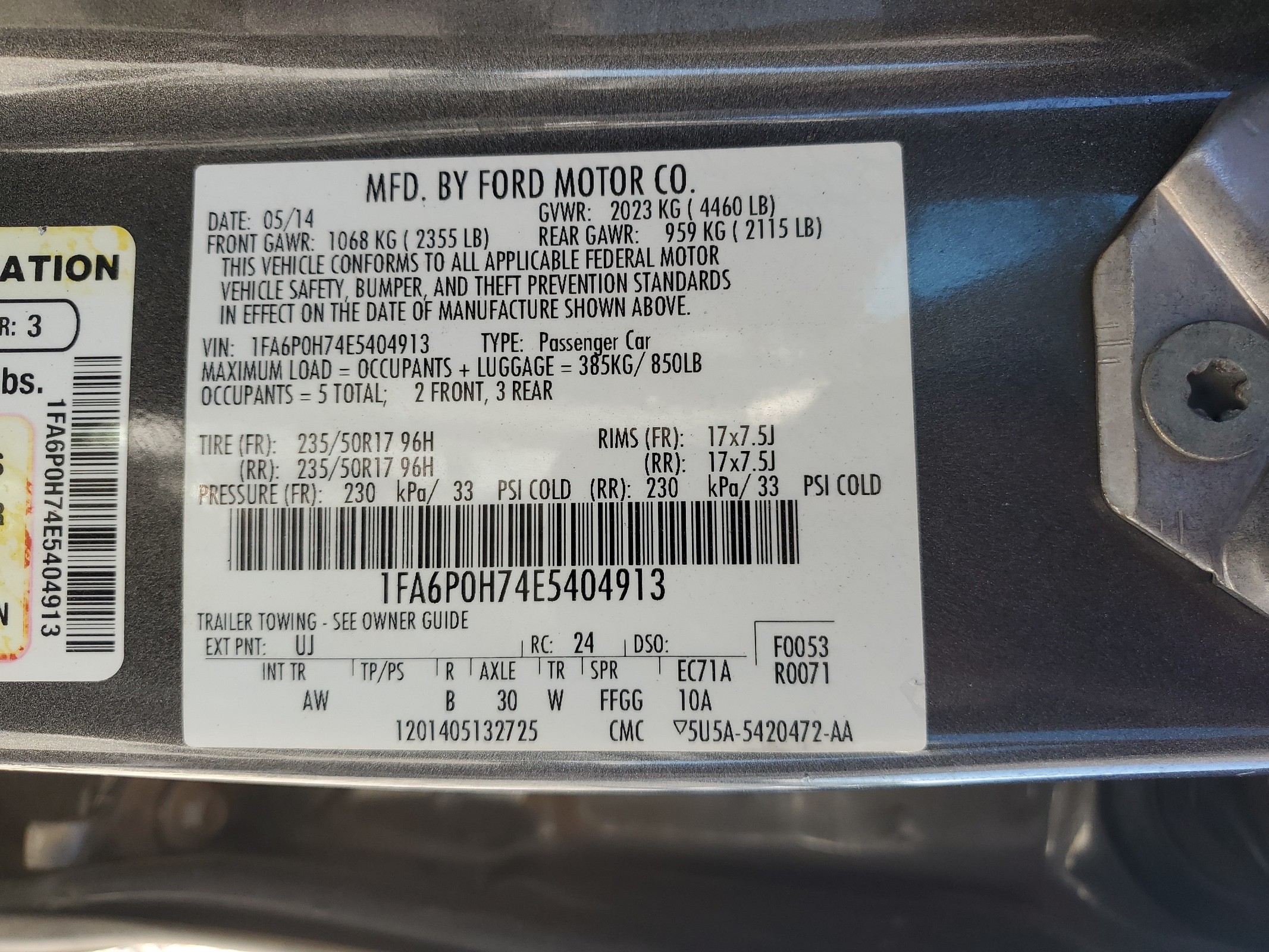 1FA6P0H74E5404913 2014 Ford Fusion Se
