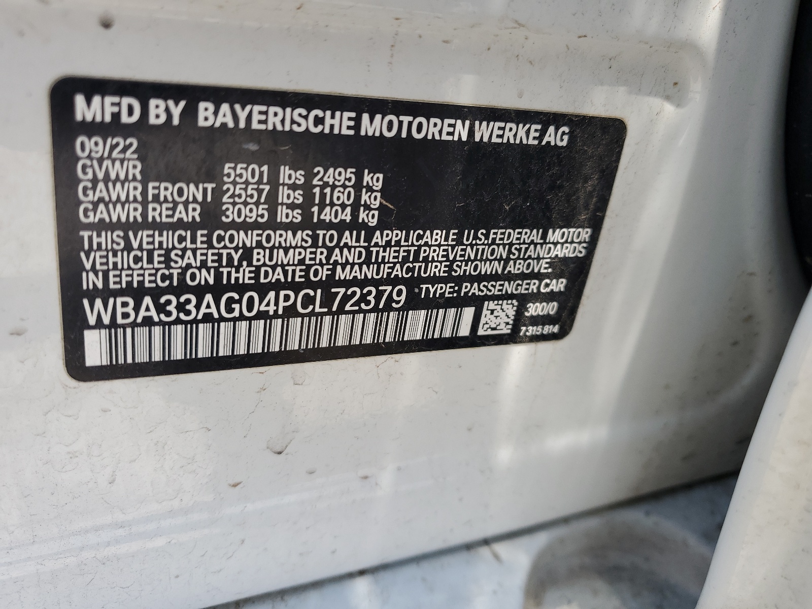 WBA33AG04PCL72379 2023 BMW 530Xe