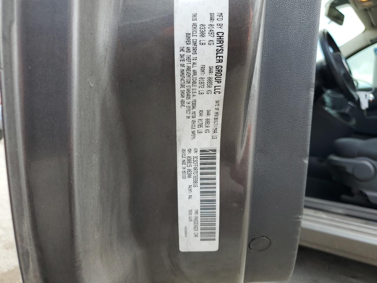 2013 Fiat 500 Pop VIN: 3C3CFFAR7DT659816 Lot: 63278174