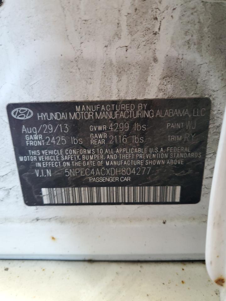 2013 Hyundai Sonata Se VIN: 5NPEC4ACXDH804277 Lot: 61900464