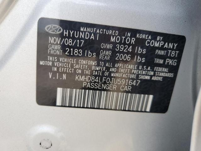 KMHD84LF0JU591647 | 2018 Hyundai elantra sel