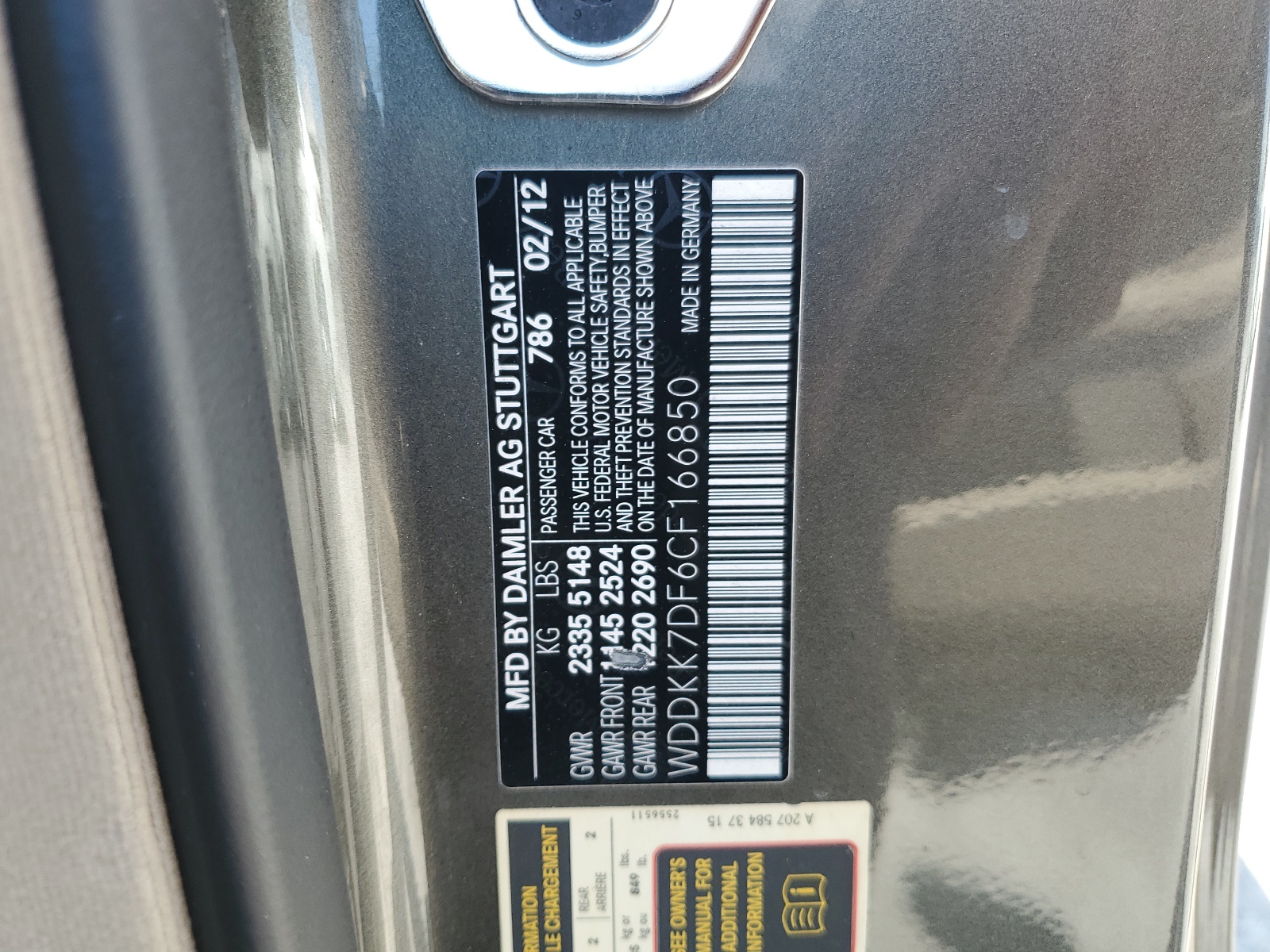 WDDKK7DF6CF166850 2012 Mercedes-Benz E 550