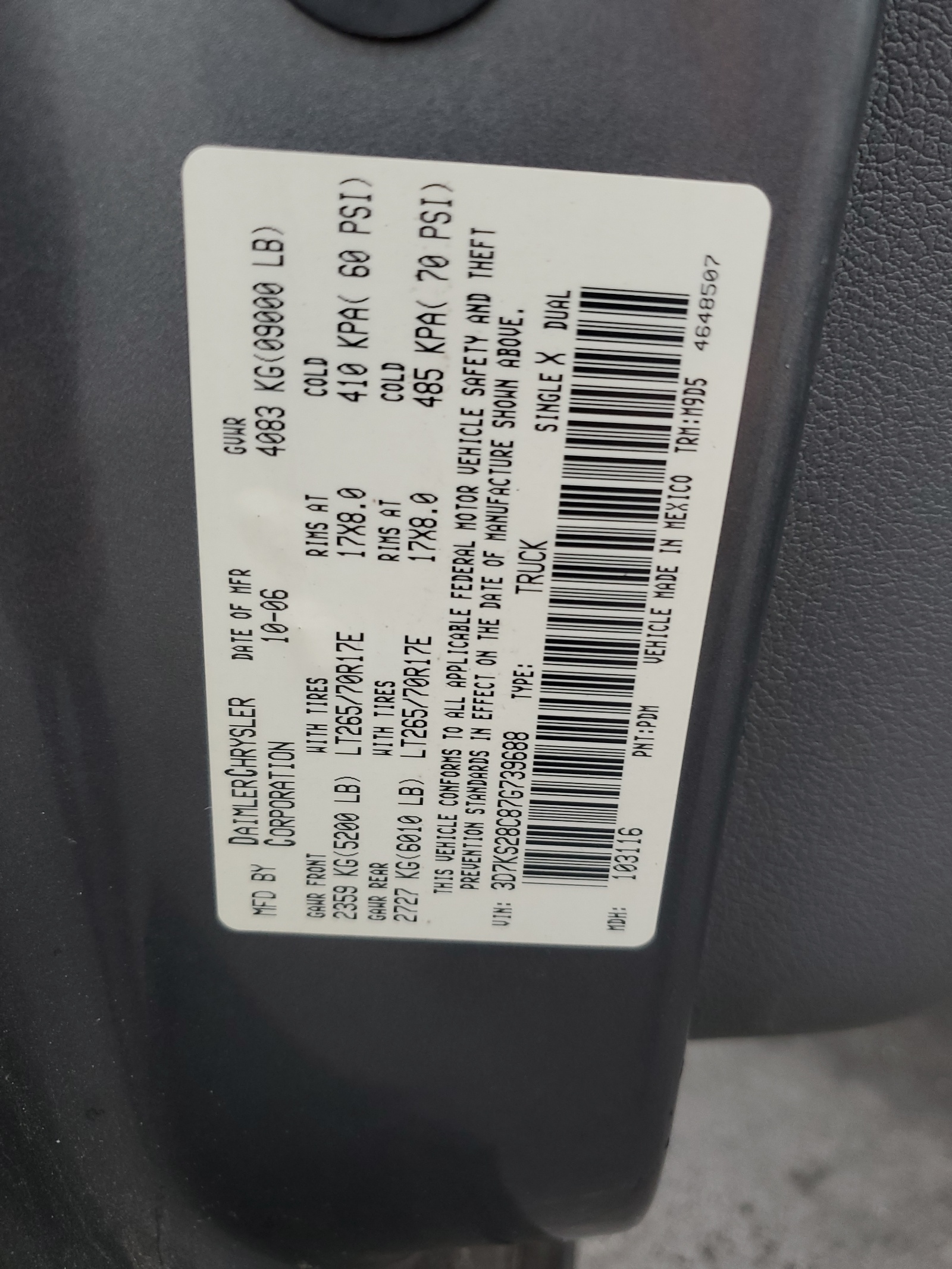 3D7KS28C87G739688 2007 Dodge Ram 2500 St