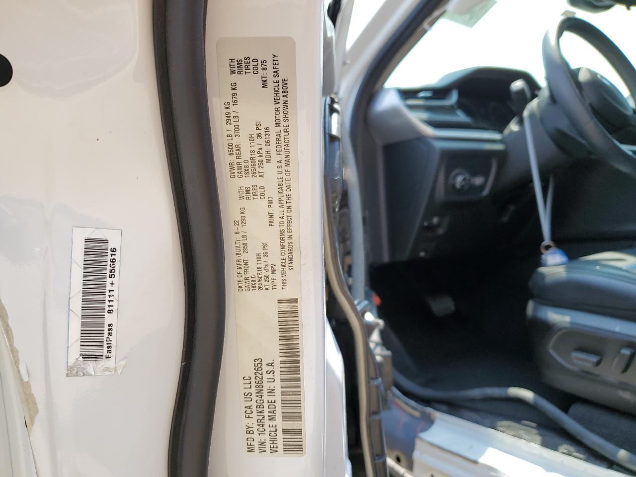 1C4RJKBG4N8622653 2022 Jeep Grand Cherokee L Limited