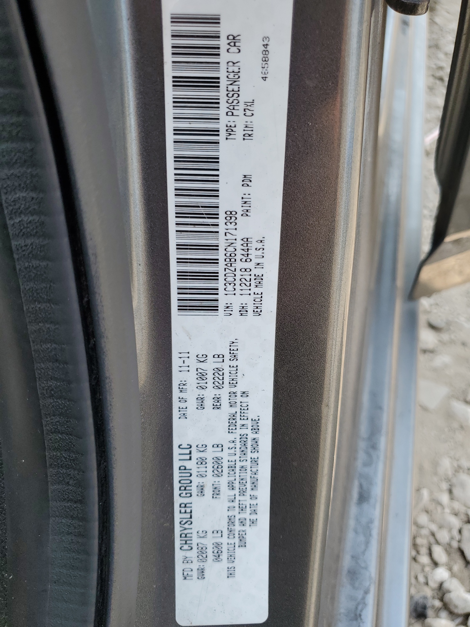 1C3CDZAB6CN171398 2012 Dodge Avenger Se