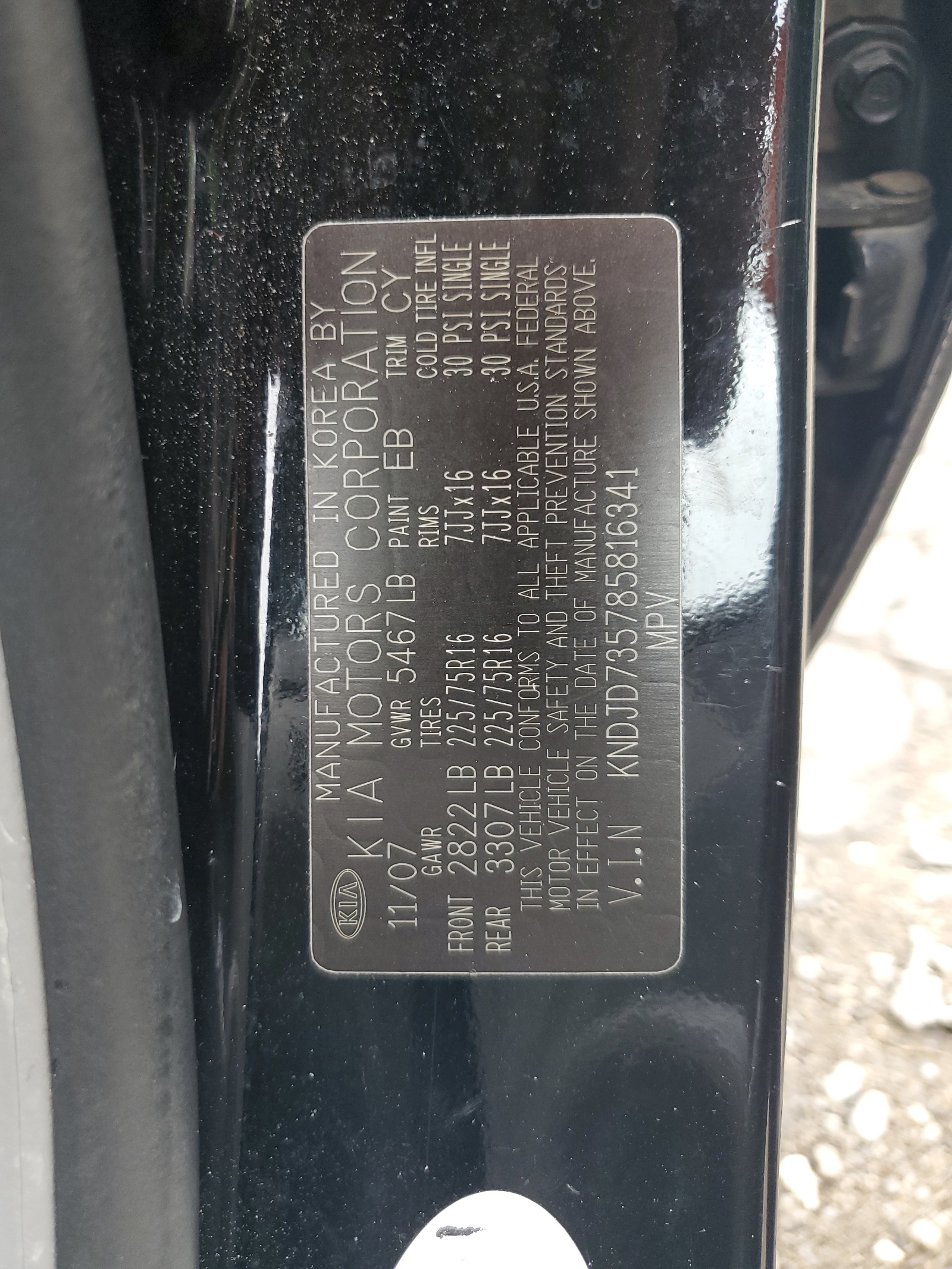 KNDJD735785816341 2008 Kia Sorento Ex