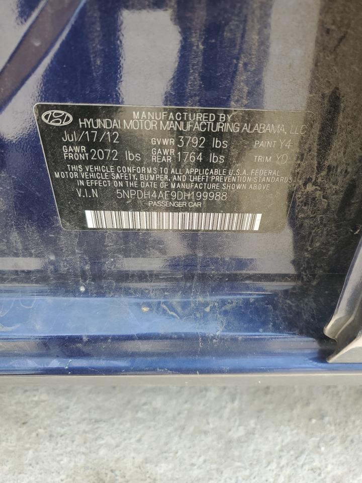 2013 Hyundai Elantra Gls VIN: 5NPDH4AE9DH199988 Lot: 65110404