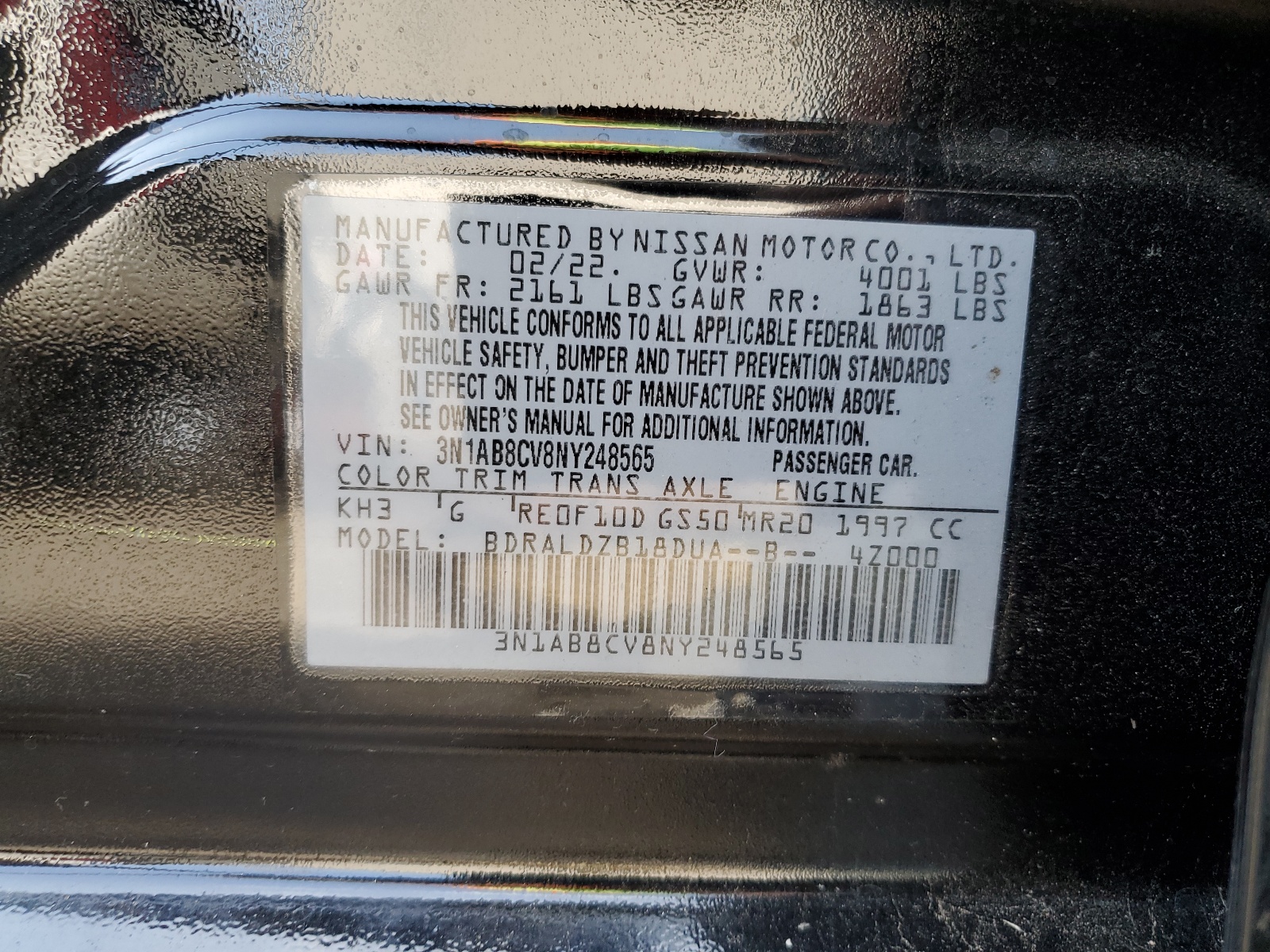 3N1AB8CV8NY248565 2022 Nissan Sentra Sv