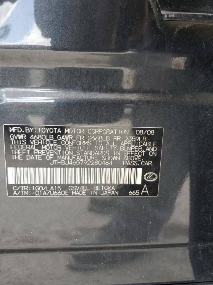 2009 Lexus Es 350 VIN: JTHBJ46G792280484 Lot: 64741194