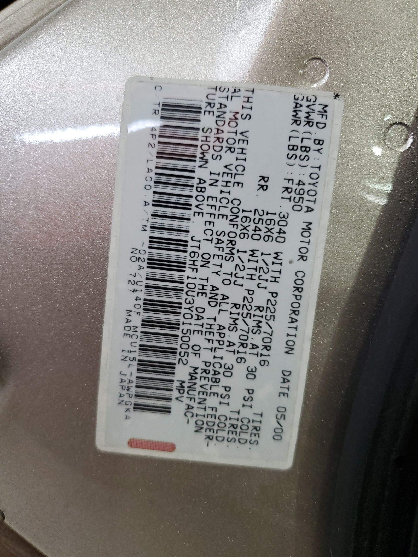 JT6HF10U3Y0150052 2000 Lexus Rx 300