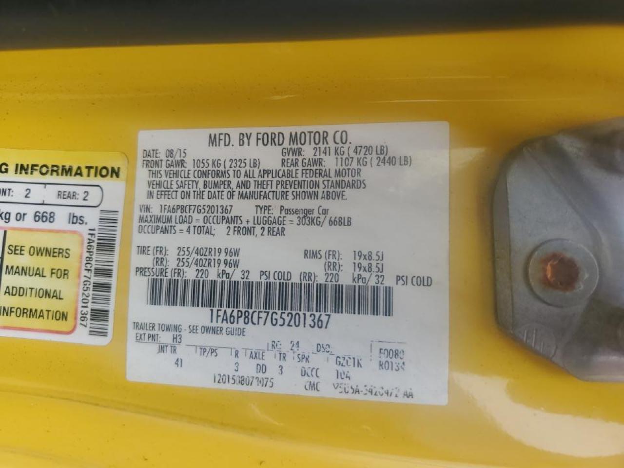 2016 Ford Mustang Gt VIN: 1FA6P8CF7G5201367 Lot: 62331634