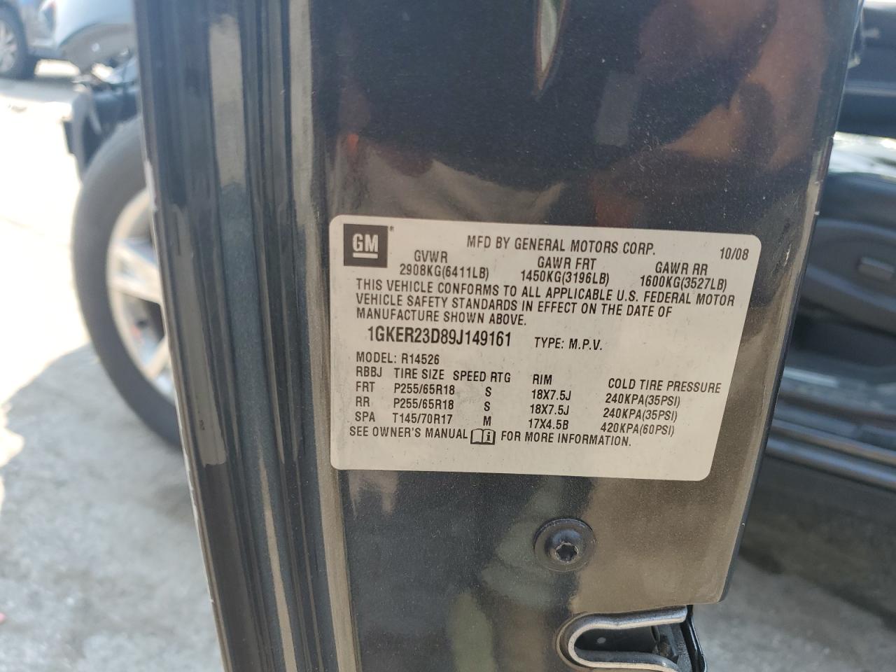 2009 GMC Acadia Slt-1 VIN: 1GKER23D89J149161 Lot: 65181564